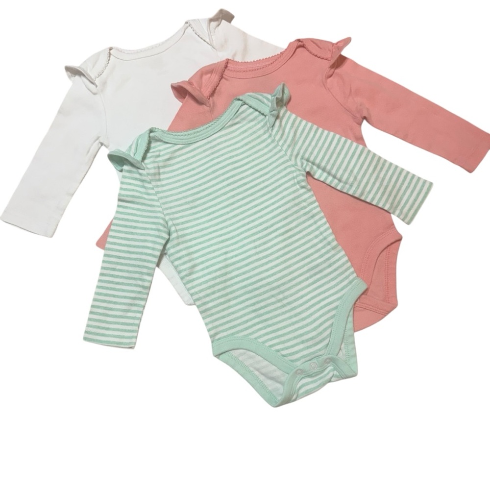 Cloud Island Onesie Bodysuits Long Sleeve Set of 3 Baby 6-9 Months